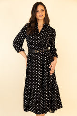 Joni Black & White Polka Dot Belted Dress