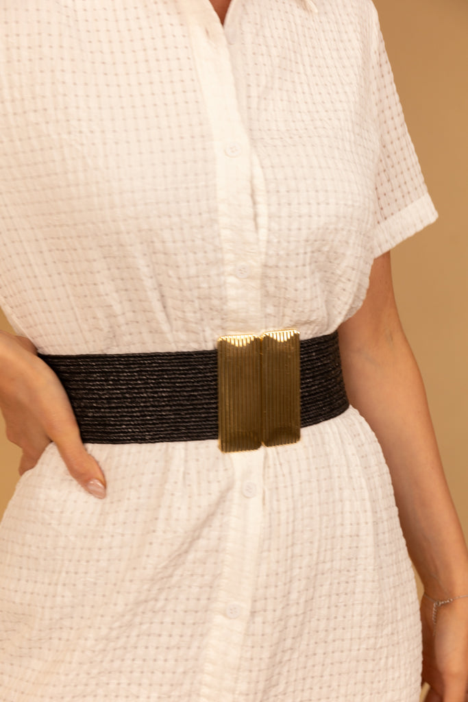 Kamilla Black Gold Buckle Belt