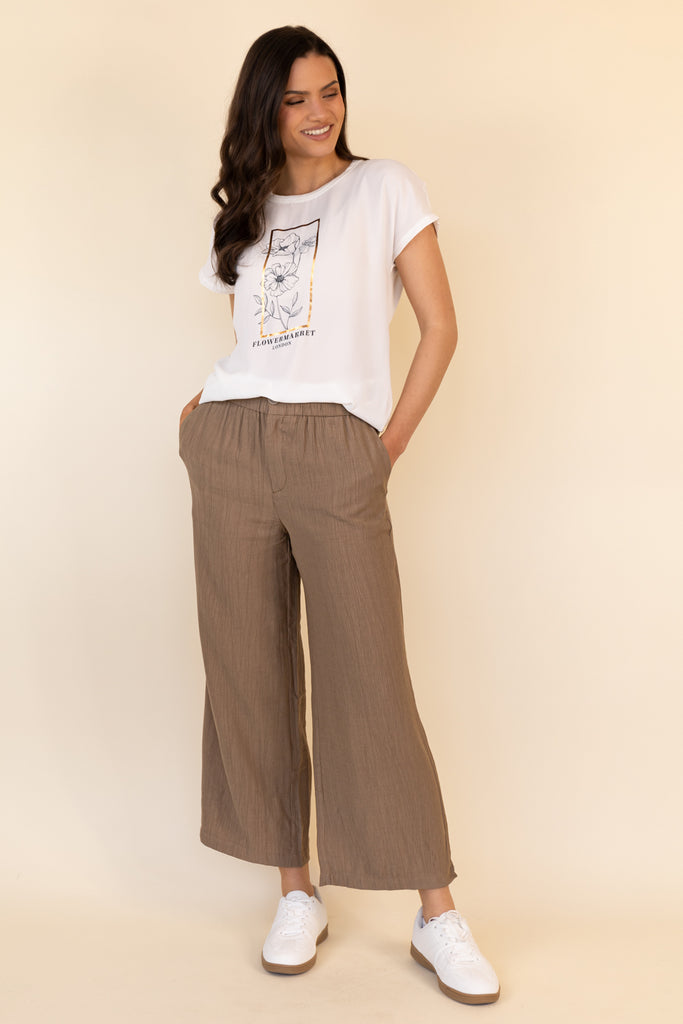 Karla High Waisted Brown Crinkle Culottes