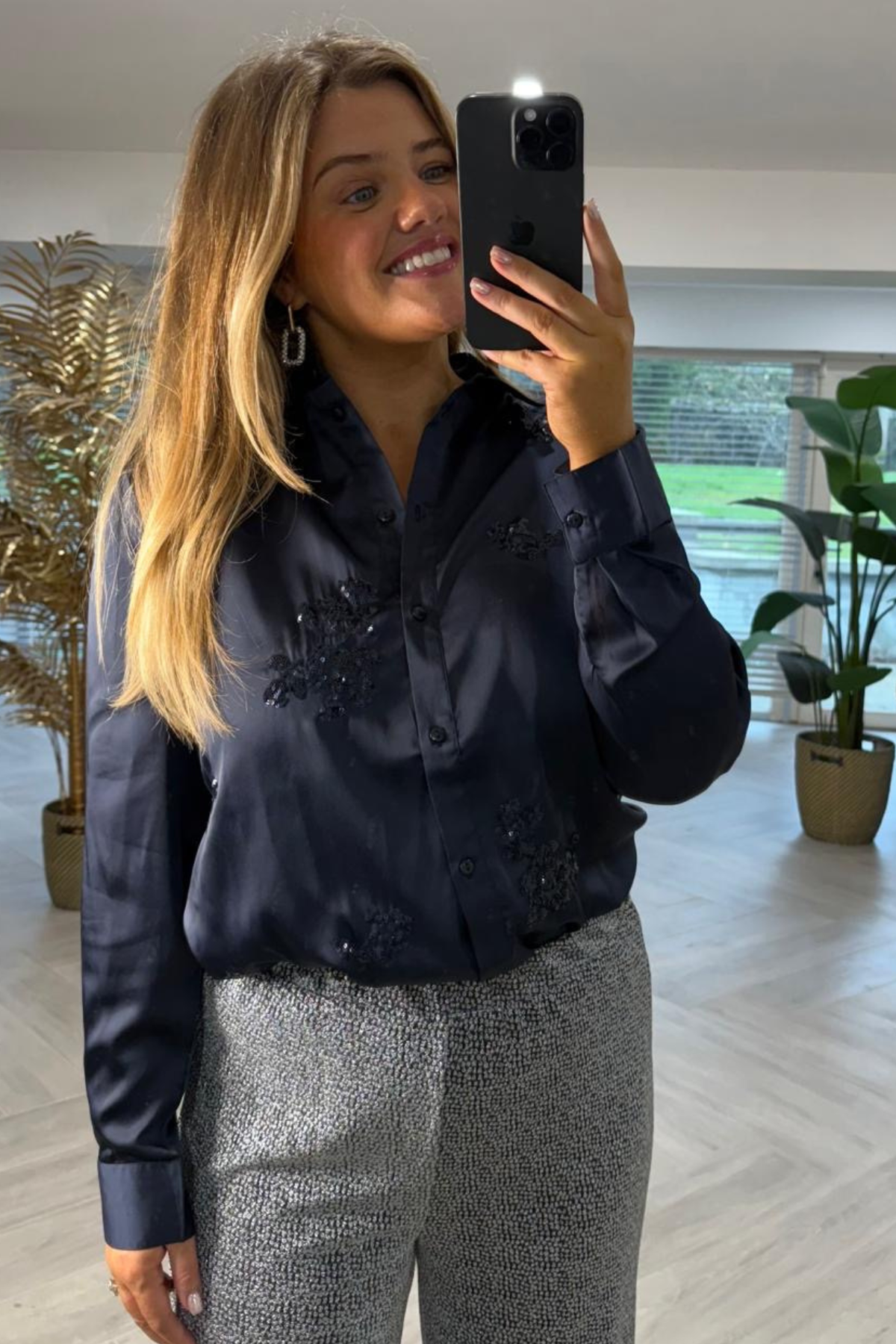 Lila Navy Sequins Shirt