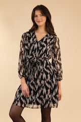 Cera Black Graphic Print Dress