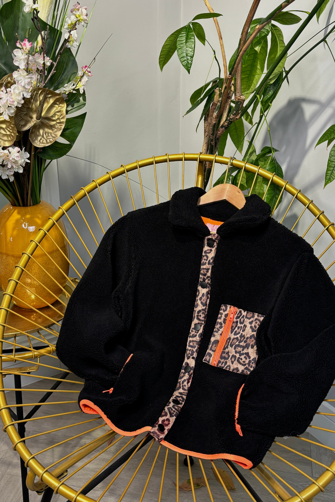 Raya Black & Orange Leopard Fleece