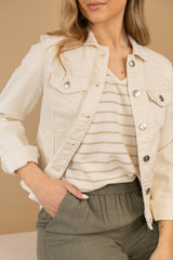 Tia Begonia Ecru Denim Jacket