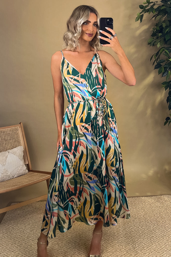 Alexis Green Leaf Print Dress