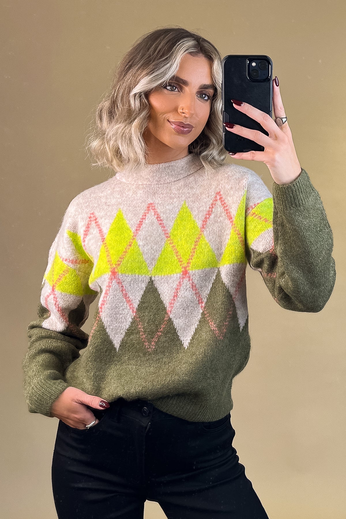 Aria Argyle Pullover Knit