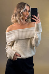 Lima Cream Off Shoulder Knit