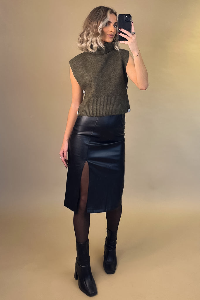 Clara Faux Leather Midi Skirt