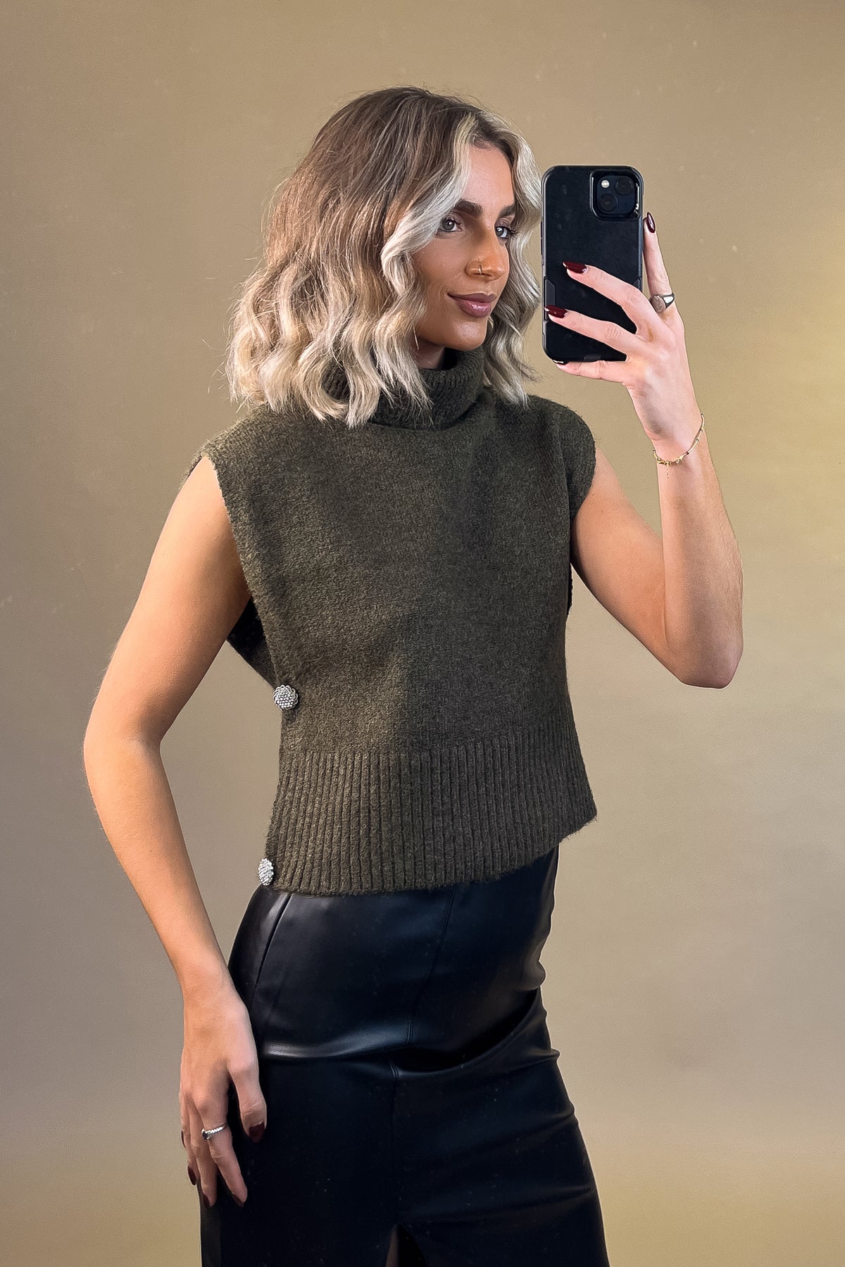 Lyla Olive Green Knit Vest