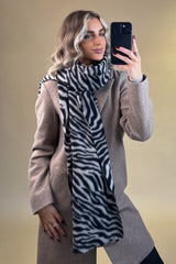 Norna Antique White Zebra Print Scarf