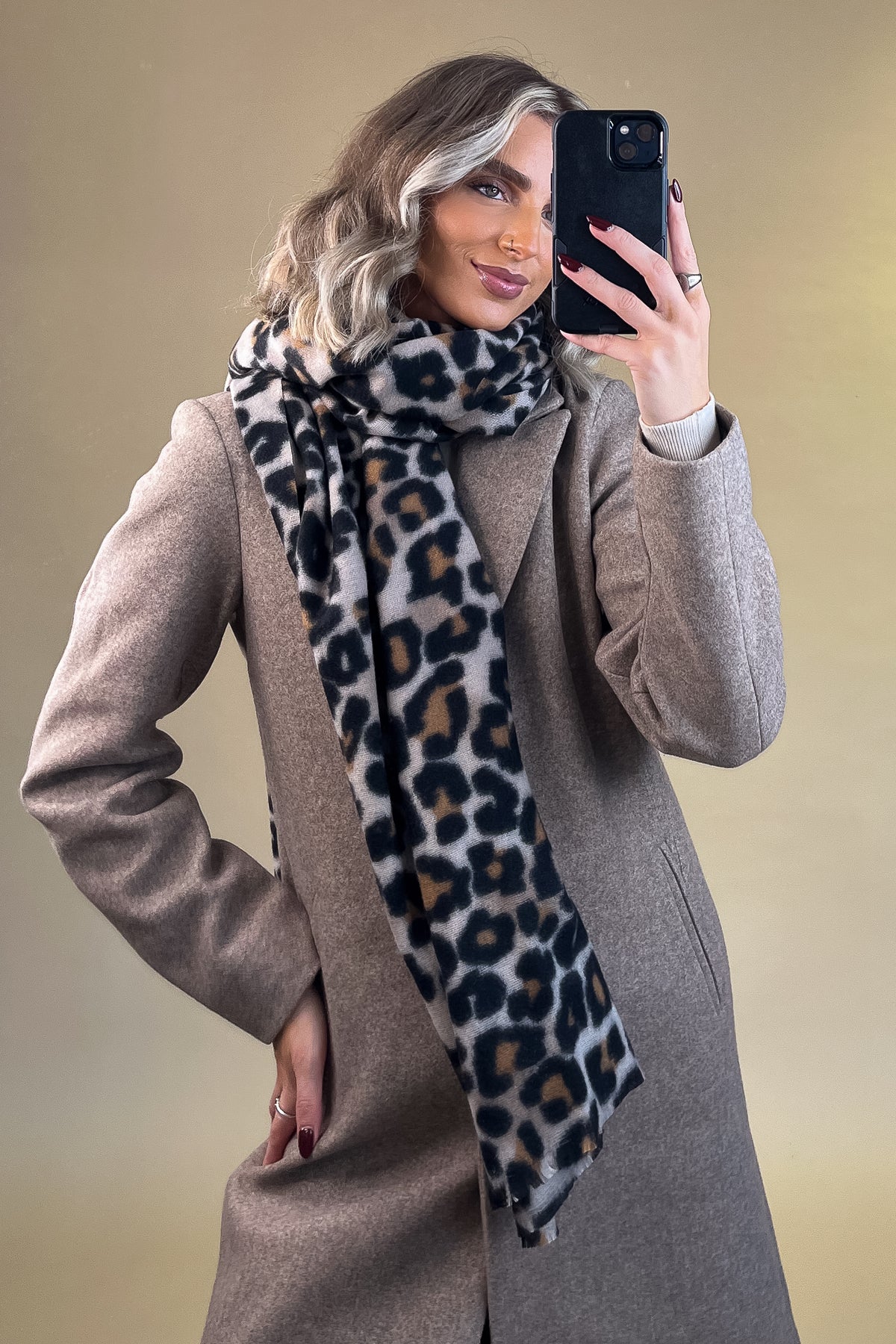 Norna Leopard Print Scarf