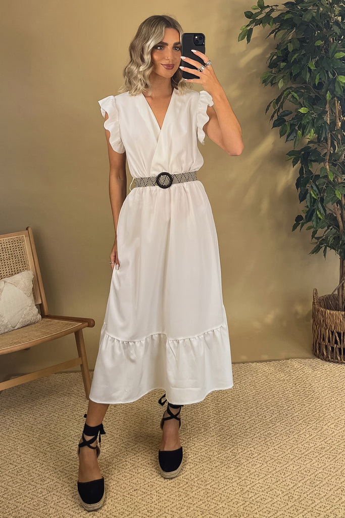 Norah Cap Sleeve White Dress