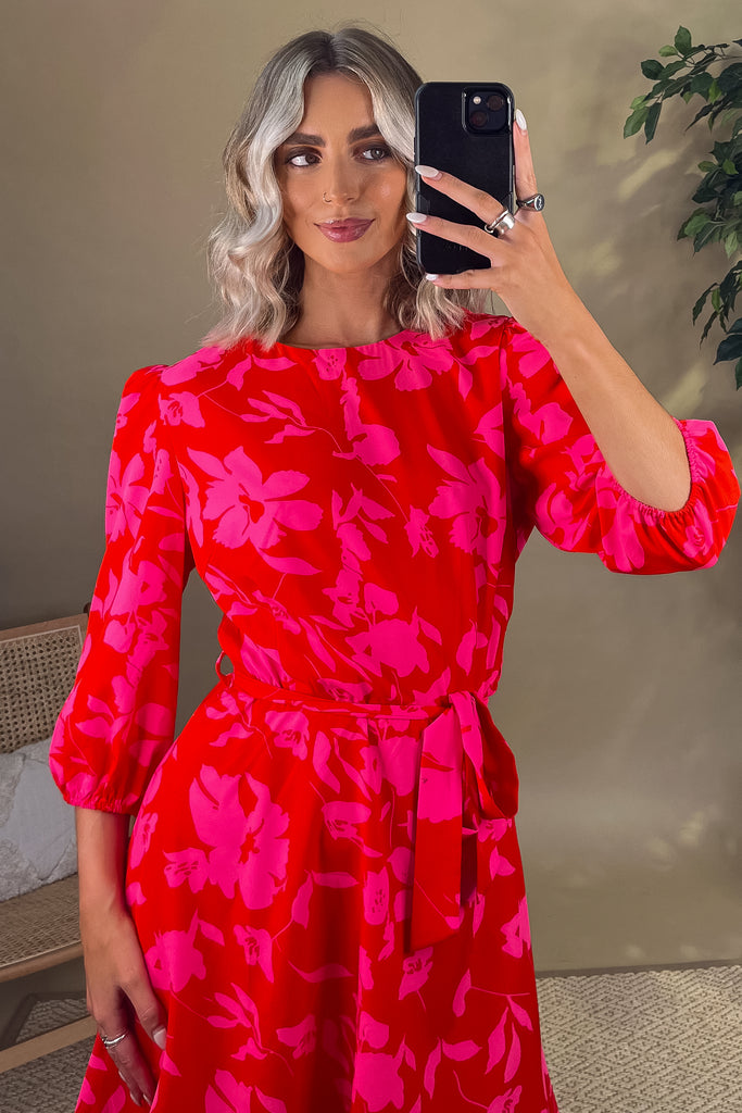 Demi Pink & Red Printed Dress