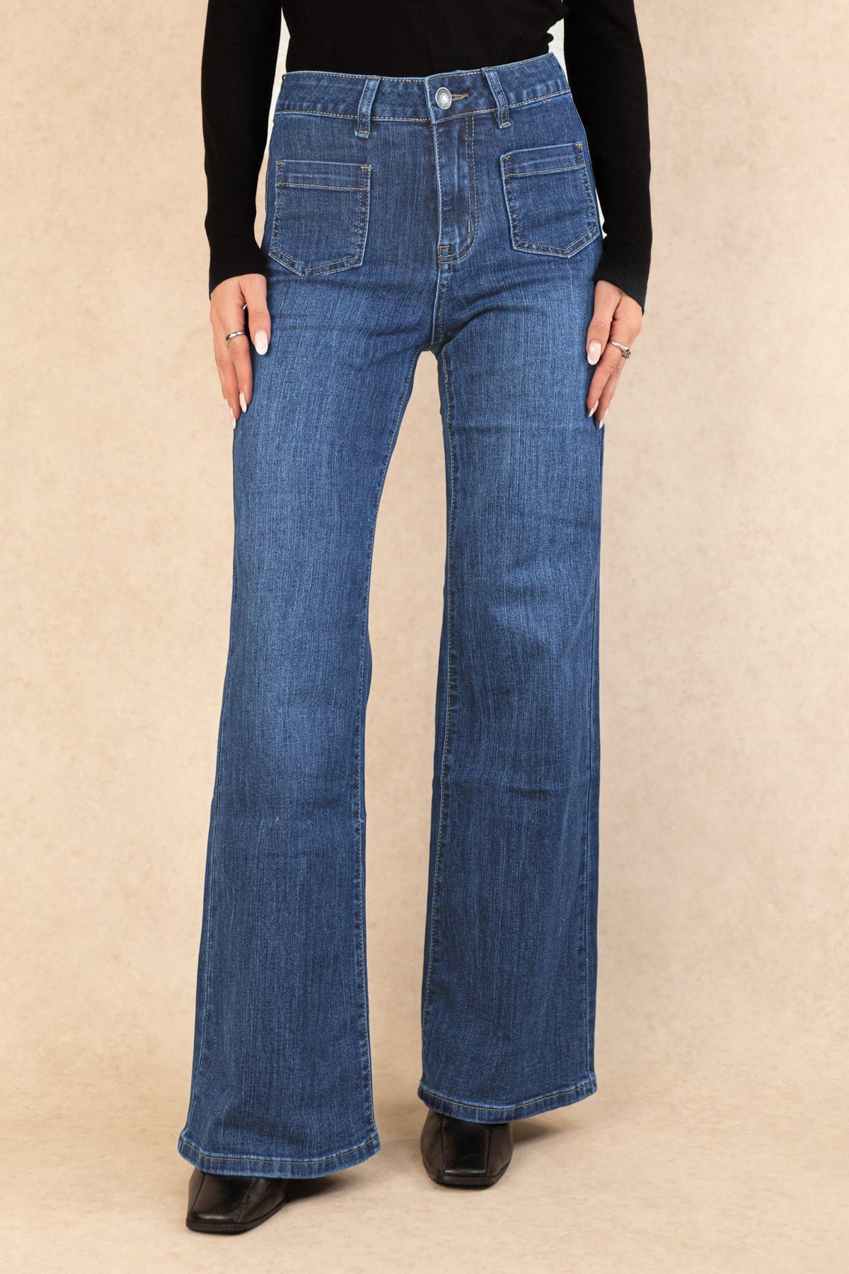 Toxik High Waisted Wide Leg Medium Blue Jeans