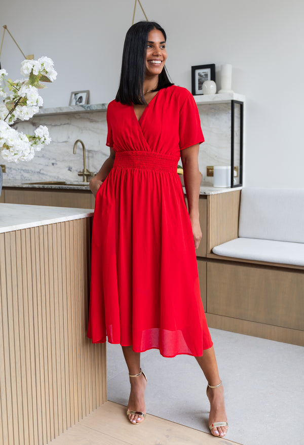 Red Maeve Midi Dress