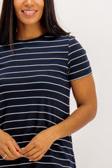 May Navy Stripe Pocket Detail Dress