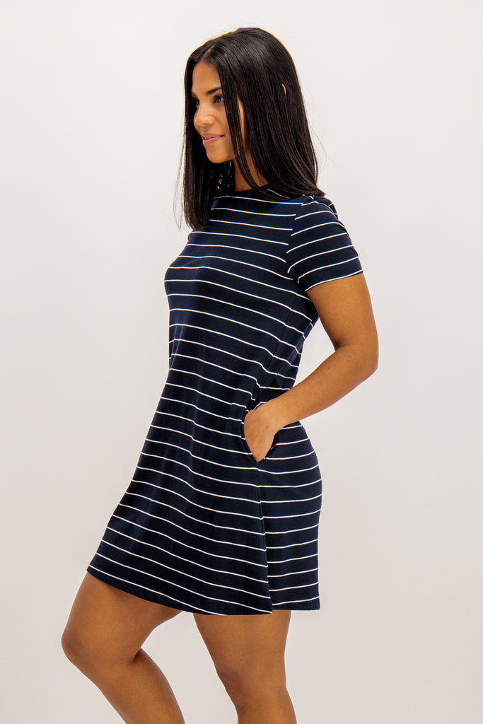 COUNT May Navy Stripe Pocket Detail Dress
