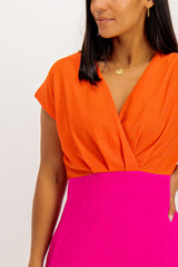 Cindy Fuchsia & Orange Midi Dress