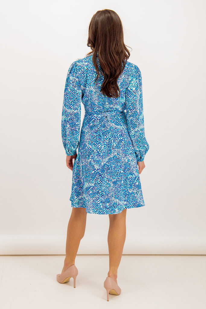 Kourtney Blue & White Snake Skin Print Dress