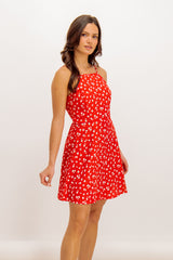 Miranda Red Floral Mini Strap Dress