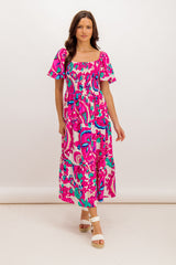 Hallie Tropical Pink Floral Dress