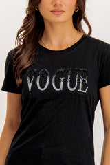 Black Vogue Embellished Tee