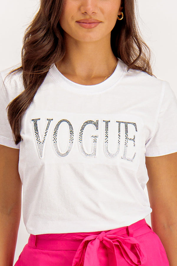 Vogue White Embellished Tee
