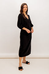 Black Linen Celine Dress
