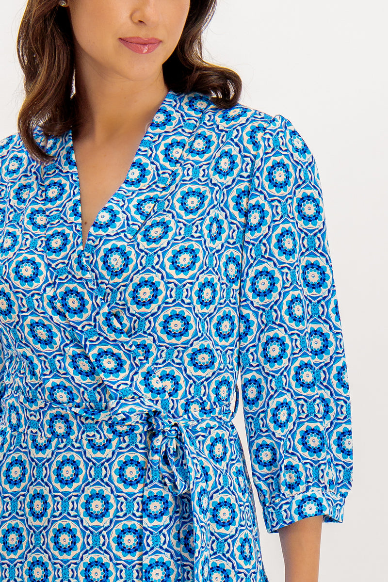 Kourtney Geo Blue Print Dress