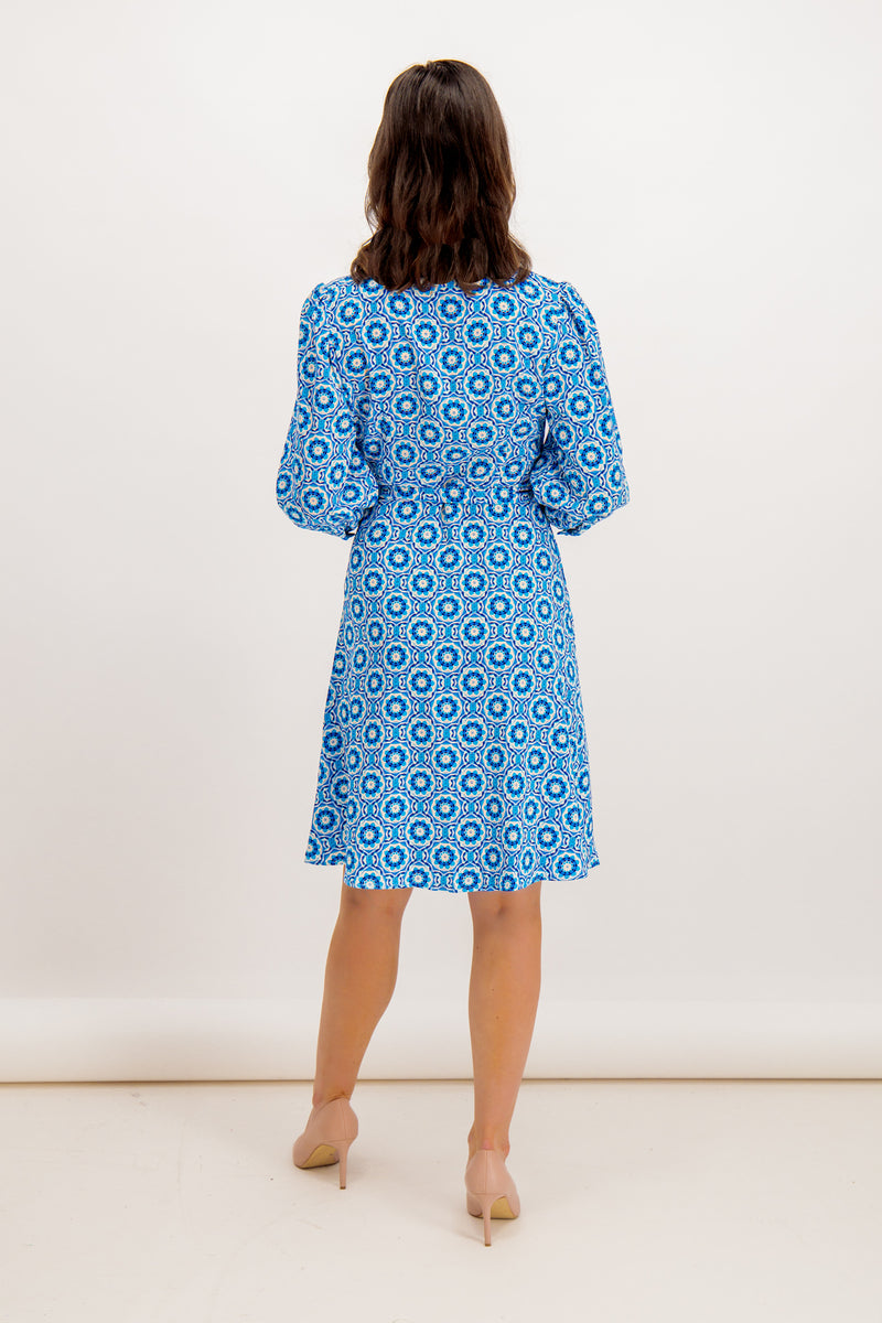 Kourtney Geo Blue Print Dress