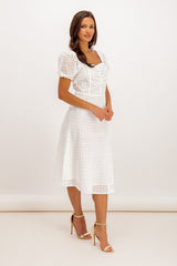 Larisa White Crochet Midi Dress