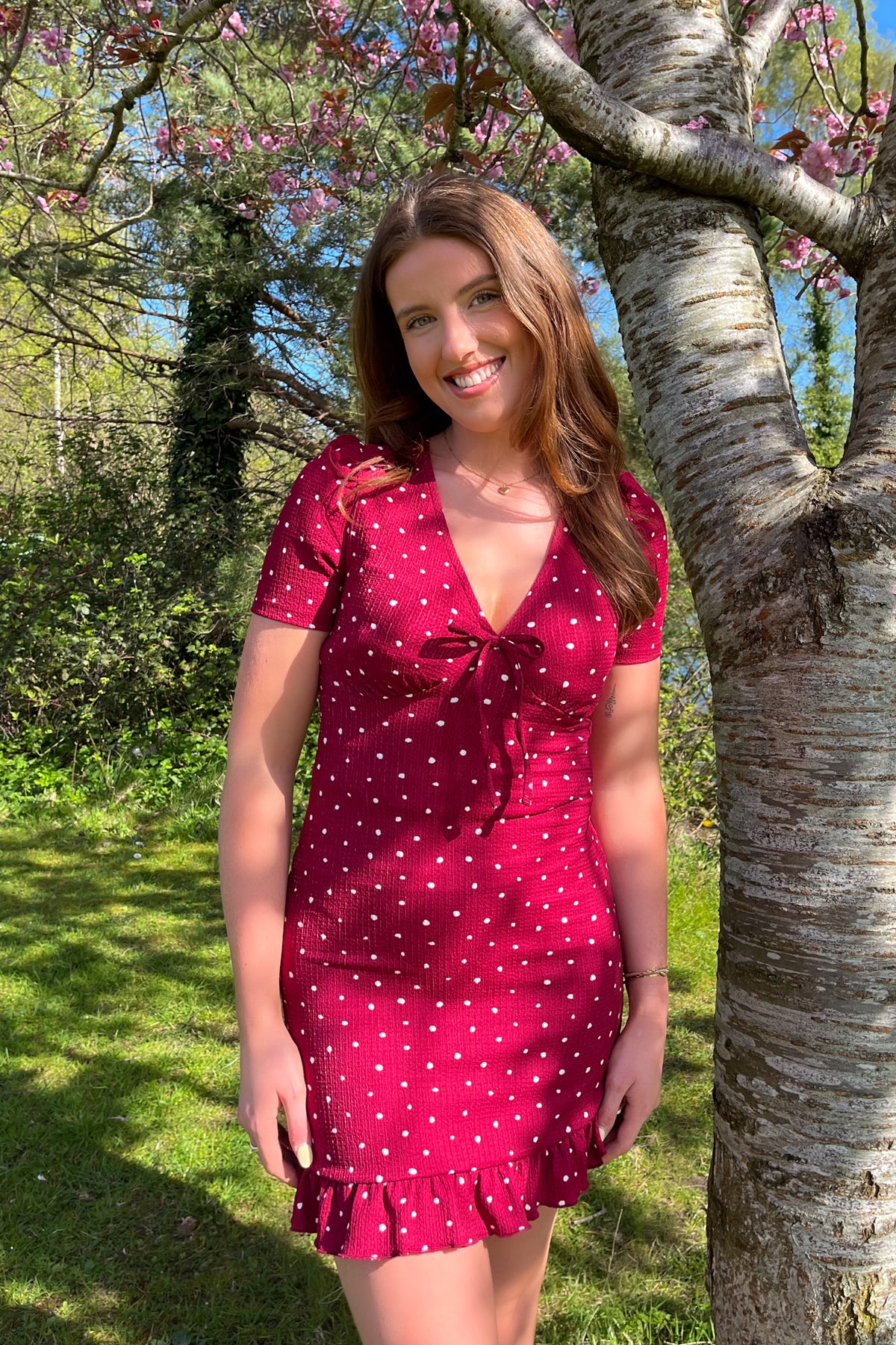 Bill Red & White Polka Dot Mini Dress