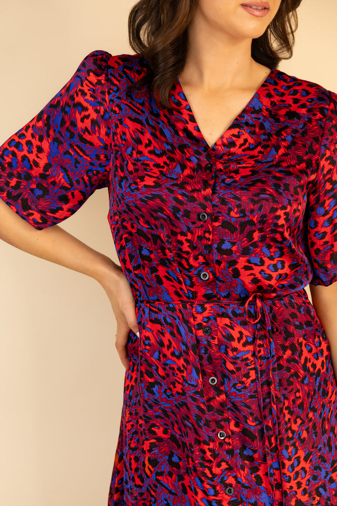 Lexi Red & Purple Animal Print Dress