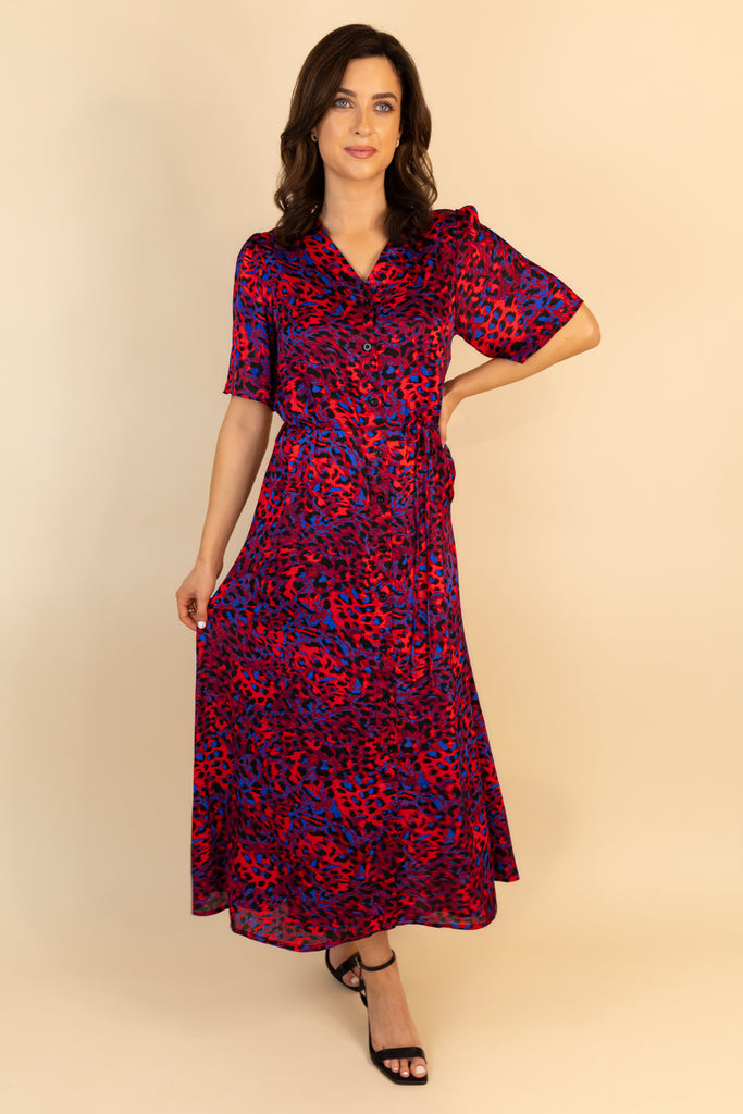 Lexi Red & Purple Animal Print Dress