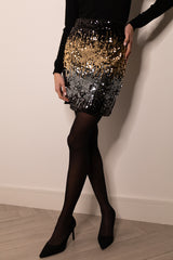 Mira Black & Gold Sequin Skirt