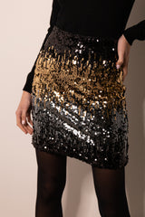 Mira Black & Gold Sequin Skirt