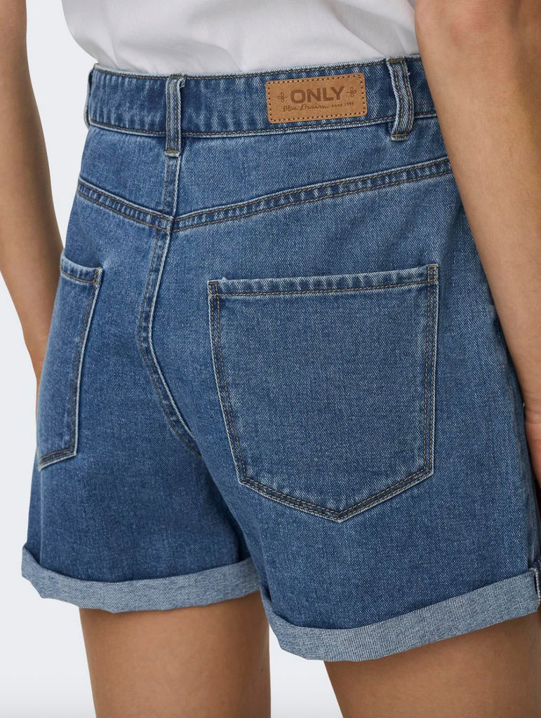 Vega High Waisted Medium Blue Denim Shorts