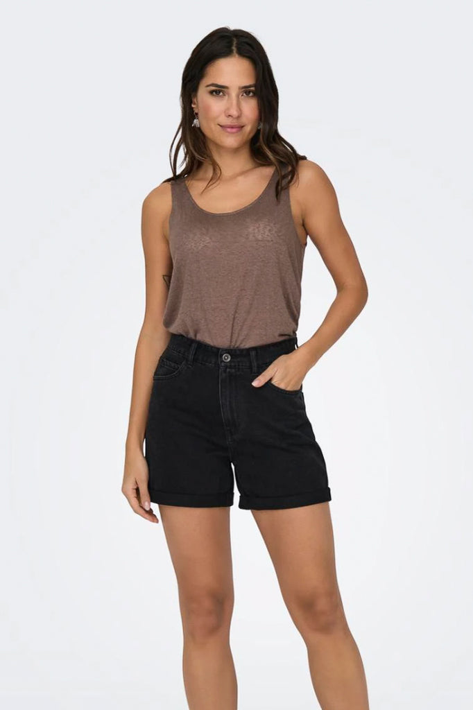 Vega High Waisted Black Denim Shorts