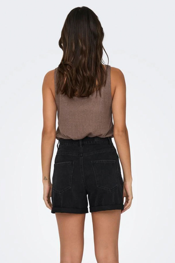 Vega High Waisted Black Denim Shorts