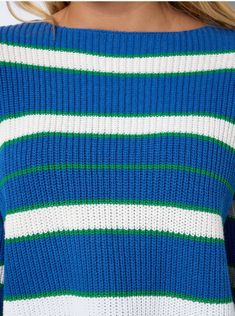 Serena Boatknit Striped Knit In Blue