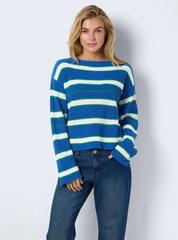 Serena Boatknit Striped Knit In Blue