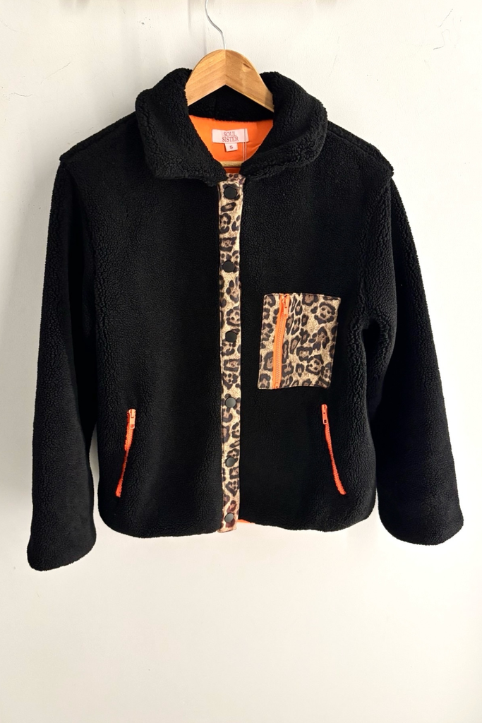 Raya Black & Orange Leopard Fleece