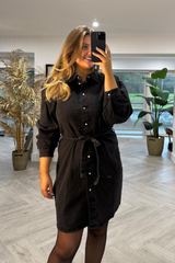 Kamille Black Denim Short Dress