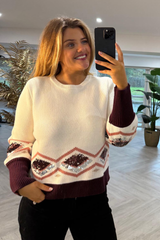 Rakla Cream Sequins Knit