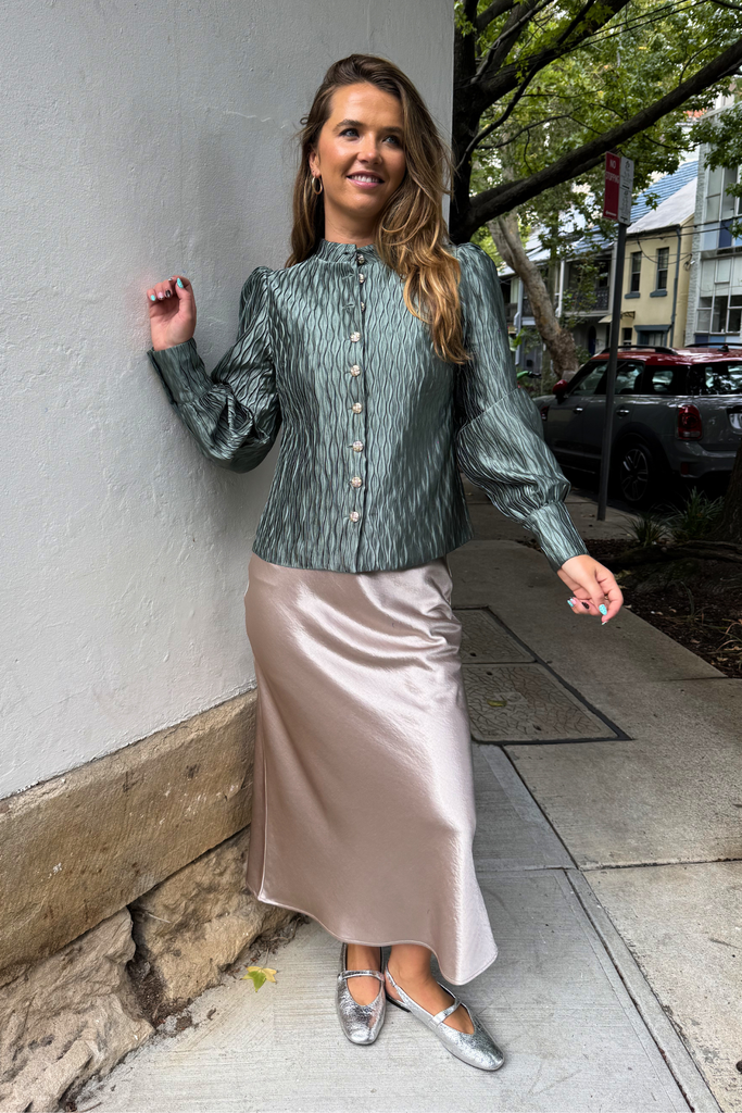 Melissa Champagne Satin Skirt