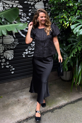 Raqia Black Puff Sleeve Top