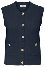 Stella O-Neck Navy Button Vest Top