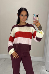 Badut Maroon & Pink Stripe Knit