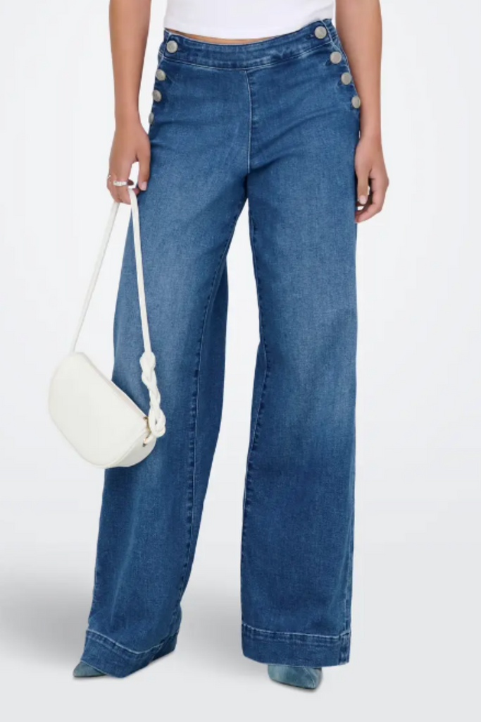 Madison High Waisted Medium Blue Button Jeans