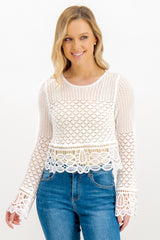 Adah Broidere Anglaise White Knit