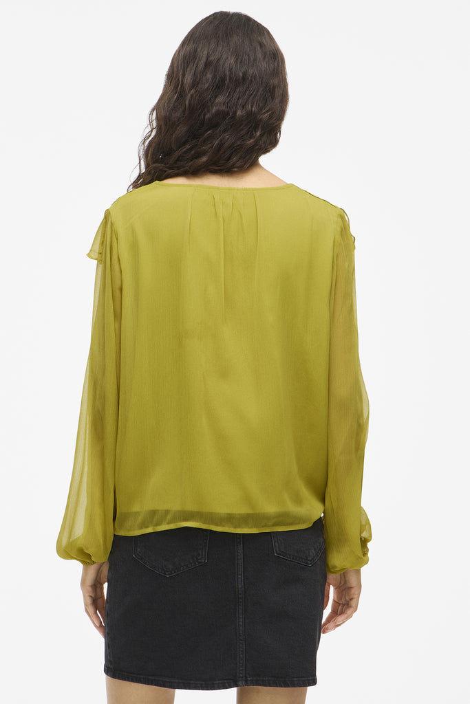 Hela Green Envy Ruffle Top